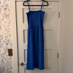 H&M Crinkled Blue Midi Sundress
